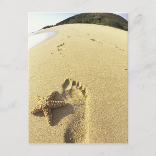 VS, Hawaii, Maui, Makena Beach, Footprint en Briefkaart (Voorkant)