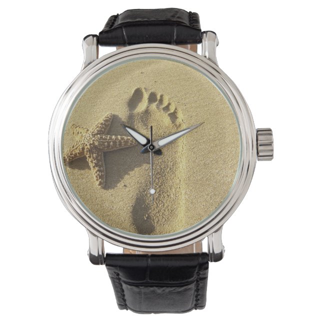 VS, Hawaii, Maui, Makena Beach, Footprint en Horloge (Voorkant)