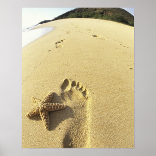 VS, Hawaii, Maui, Makena Beach, Footprint en Poster