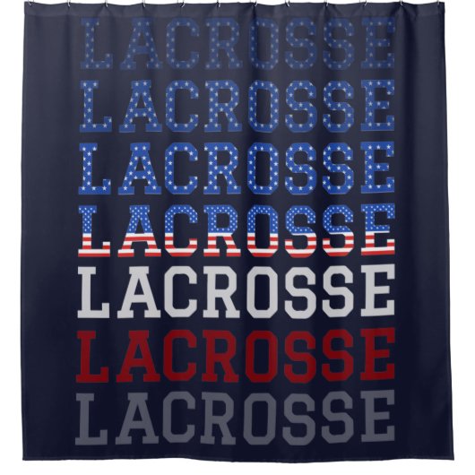 VS Herhalingstekst - Lacrosse VS Amerikaanse vlag Douchegordijn (Voorkant)