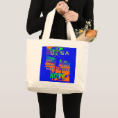 VS hopen samen sterk - een patriottisch tapijt Grote Tote Bag (Voorkant (product))