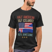 VS IJsland Vlag Half Amerikaans Half IJslander T-shirt (Voorkant)