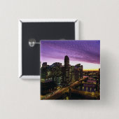 VS, IL, Chicago. Chicago skyline en rivier Vierkante Button 5,1 Cm (Voorkant /achterkant)