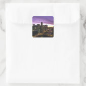 VS, IL, Chicago. Chicago skyline en rivier Vierkante Sticker (Tas)