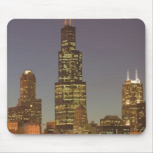 VS, Illinois, Chicago: stadsaanzicht / avond Muismat