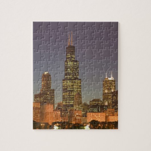 VS, Illinois, Chicago: stadsgezicht / avond Legpuzzel (Verticaal)