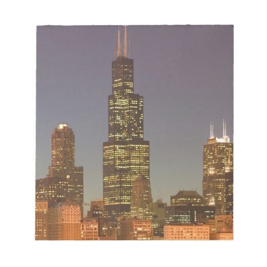 VS, Illinois, Chicago: stadsprofiel / avond Notitieblok (Voorkant)