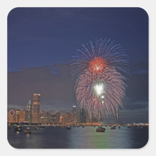 VS, Illinois, Chicago, Viering van Onafhankelijkhe Vierkante Sticker