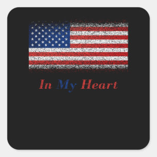 VS in mijn Heart United State Flag Vierkante Sticker