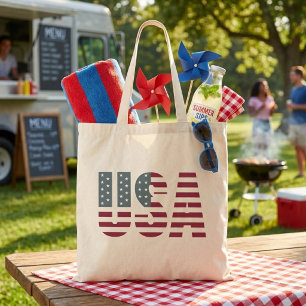 VS in Rood Wit en Blauw Amerikaanse Vlag Patriotti Tote Bag