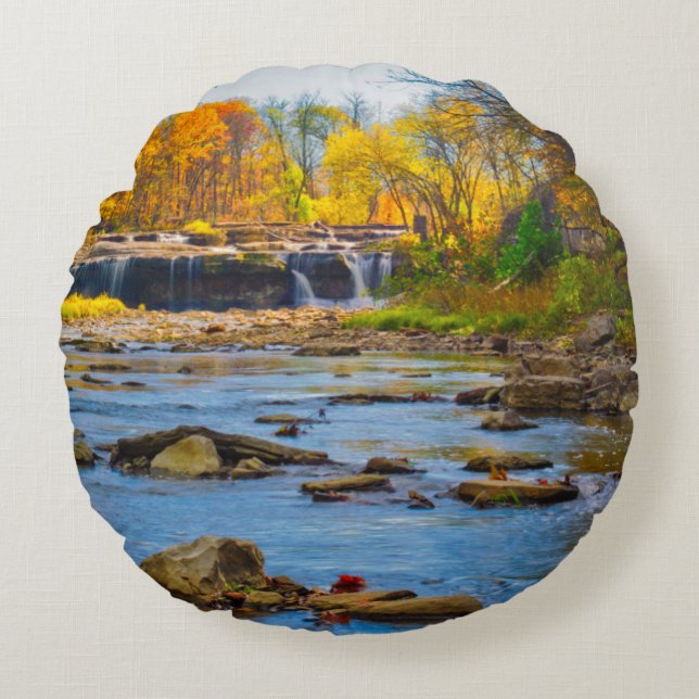 VS, Indiana. Cataract Falls State Recreation Rond Kussen (Voorkant)