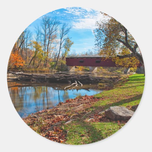 VS, Indiana, Cataract Falls State Recreation Ronde Sticker (Voorkant)