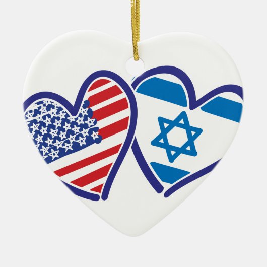 VS Israël Hart Vlag Keramisch Ornament (Voorkant)