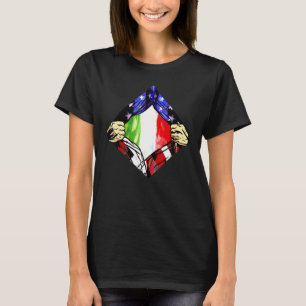 VS Italië vlag halve Amerikaanse halve Italiaanse  T-shirt