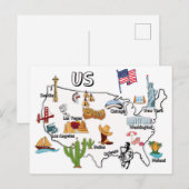 VS kaart grote steden Verenigde Staten op VS-kaart (Voorkant / Achterkant)