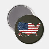 VS-kaart met Amerikaanse vlag Magneet (Voorkant / Achterkant)
