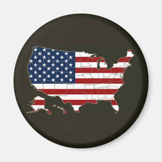 VS-kaart met Amerikaanse vlag Magneet (Voorkant)