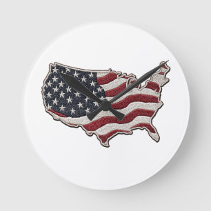 🕒 VS-kaart Vlag Wandklok 🇺🇸🧭