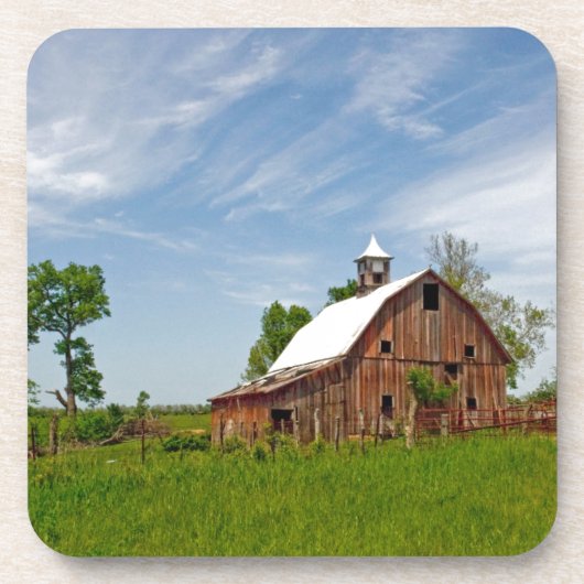 VS, Kansas. Oude rode schuur Onderzetter (Voorkant)