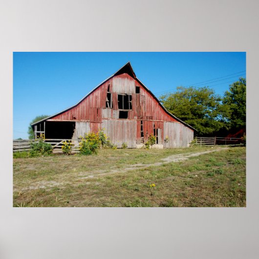VS, Kansas, Oude Rode Schuur Poster (Voorkant)