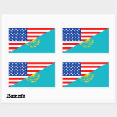 VS Kazachstan: halve Amerikaanse vlag Rechthoekige Sticker (Vel)