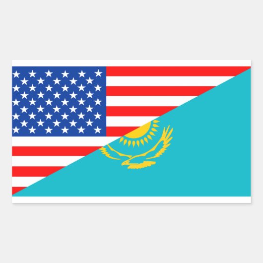VS Kazachstan: halve Amerikaanse vlag Rechthoekige Sticker (Voorkant)