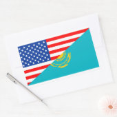 VS Kazachstan: halve Amerikaanse vlag Rechthoekige Sticker (Envelop)