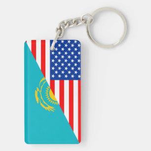 VS Kazachstan: halve Amerikaanse vlag Sleutelhanger