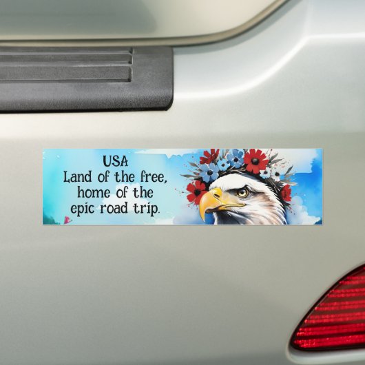 VS Land van het gratis huis van de epische roadtri Bumpersticker (Op auto)