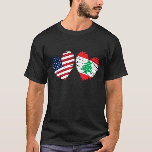 VS Libanon vlag Valentijnsdag Libanese tijd T-shirt (Voorkant)