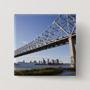 VS, Louisiana, New Orleans. Silhouet van de stad v Vierkante Button 5,1 Cm