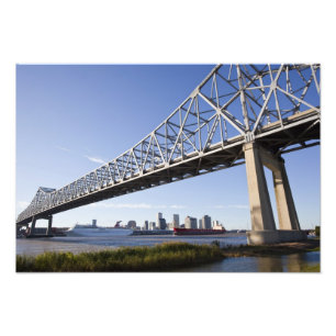VS, Louisiana, New Orleans. Silhouet vanaf de Foto Afdruk