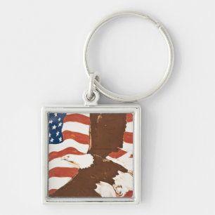 VS, Louisiana, Port Allen. Patriottisch muurschild Sleutelhanger