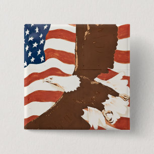 VS, Louisiana, Port Allen. Patriottisch muurschild Vierkante Button 5,1 Cm