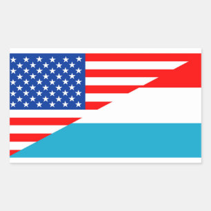 vs - luxemburg land halve vlag amerika - symbool rechthoekige sticker