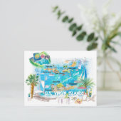 VS Maagdeneilanden geïllustreerde reiskaart Briefkaart (Staand voorkant)