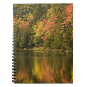 VS; Maine; Acadia NP. Herfstreflecties bij Notitieboek