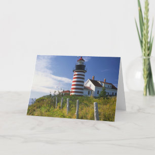 VS, Maine, Lubec. vuurtoren van West Quoddy Head Feestdagen Kaart