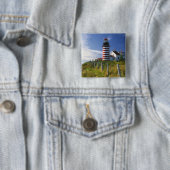 VS, Maine, Lubec. West Quoddy Head Lighthouse Vierkante Button 5,1 Cm (In situ)