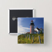 VS, Maine, Lubec. West Quoddy Head Lighthouse Vierkante Button 5,1 Cm (Voorkant /achterkant)