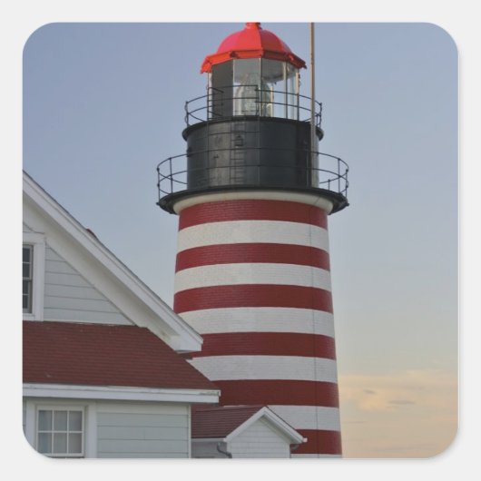 VS, Maine, Lubec. West Quoddy Head Lighthouse, Vierkante Sticker (Voorkant)