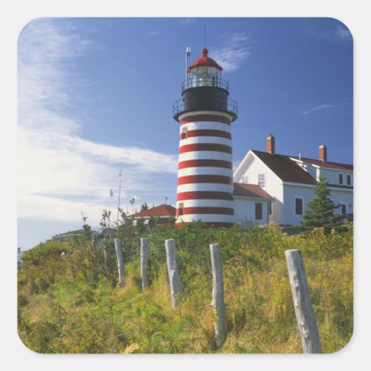VS, Maine, Lubec. West Quoddy Head Lighthouse Vierkante Sticker (Voorkant)