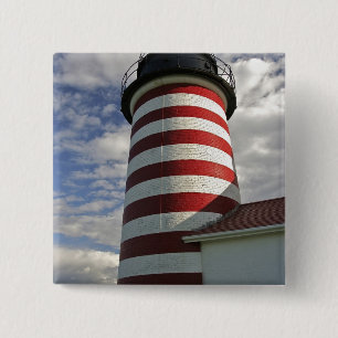 VS, Maine, Lubec. West Quoddy Head-lvuurtoren Vierkante Button 5,1 Cm