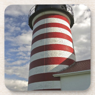VS, Maine, Lubec. West Quoddy Head vuurtoren Drankjes Onderzetter
