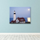 VS, Maine, Portland, Kaapse Elizabeth, vuurtoren Canvas Afdruk (Insitu (Houten vloer))