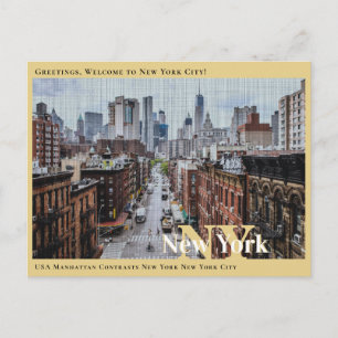 VS Manhattan Contrasts New York City Briefkaart