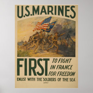 VS Marines First to Fight in France for Freedom Poster