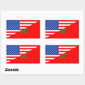 vs marokko : halve vlag amerika symbool rechthoekige sticker (Vel)