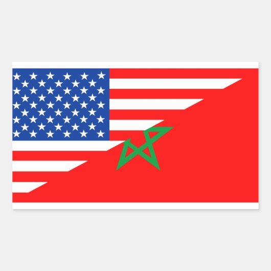 vs marokko : halve vlag amerika symbool rechthoekige sticker (Voorkant)