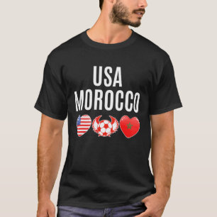 VS Marokko Soccer Game Peace Ball Love Heart Flag T-shirt